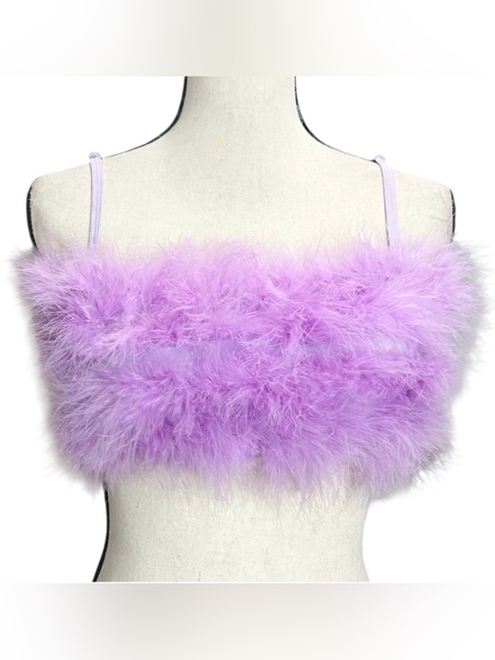 Dolls Kill Tops - Sugar Thrillz Top Tube XS M L Lala La Fleur Boob Purple Feathers Bandeau